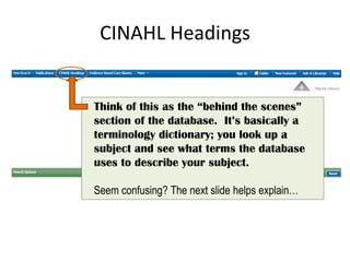 CINAHL: Tips and Tricks | PPTX