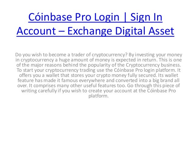 Cóinbase pro login | PPT