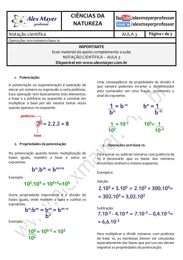 CIÊNCIAS DA NATUREZA - NOTAÇÃO CIENTÍFICA - AULA 3