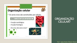ORGANIZAÇÃO
CELULAR?
Prof. Ayana Karine Oliveira Pereira
 
