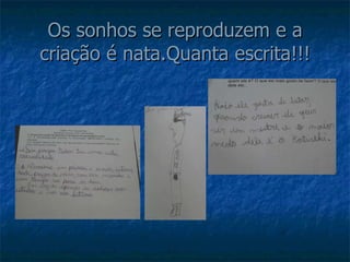 Os sonhos se reproduzem e a criação é nata.Quanta escrita!!!