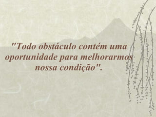 "Todo obstáculo contém uma oportunidade para melhorarmos nossa condição". 