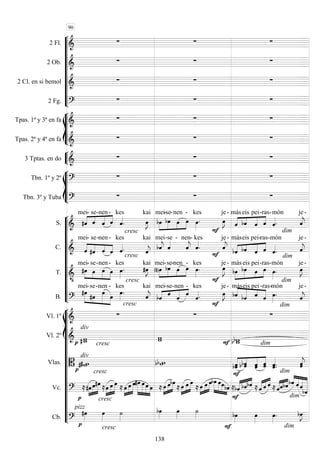 









2 Fl. 
  
2 Ob. 
  
2 Cl. en si bemol 
  
2 Fg. 
  








Tpas. 1ª y 3ª en fa 
  
Tpas. 2ª y 4ª en fa 
  


3 Tptas. en do 
  








Tbn. 1º y 2º 
  
Tbn. 3º y Tuba 
  












S. 
cresc
 



mei

- se-

nen

-


kes


kai






mei

-se-

nen

-


kes


je-
dim
 



más

eis

pei-

ras-

món


je-
C. 
cresc




mei

- se

-nen

-

kes


kai



mei
-se -


nen-


kes


je-
dim
 



más

eis

pei-

ras-


món


je-
T. 






cresc
mei

- se-

nen

-


kes


kai





mei
-se-

nen
-


kes


je-
dim




más

eis

pei-

ras-


món


je-
B. 
cresc
 



mei

-se-

nen

-


kes


kai

 
 

mei

-se-

nen

-

kes


je-
dim




más

eis

pei -

ras-


món


je-

















Vl. 1º 
  
Vl. 2º 
div
 cresc

   dim
Vlas. 
div
     





     

dim


Vc. 




cresc

cresc




 
 


  



    



 


 
 

   

 
 

   
     
    

dim



 

Cb.  
pizz

cresc










dim


90
138
 