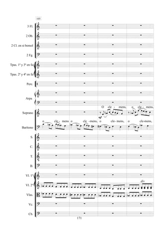 









3 Fl. 
   
2 Ob. 
   
2 Cl. en si bemol 
   
2 Fg. 
   








Tpas. 1ª y 3ª en fa 
   
Tpas. 2ª y 4ª en fa 
   


Perc.     


Arpa

   

   







Soprano 
 

 

O
 
cle
 



-
 
mens,
  

o

 
cle





-

mens,

Barítono 

o
 

cle





-

mens
 
o


 

 

cle

-

mens,
 
o


  
cle-

mens,

o


  
cle-

mens,










S. 
   
C. 
   
T. 

   
B. 
   















Vl. 1º 
   
Vl. 2º  



    



    



    



    



    



    



   
div




   
Vlas. 




    



   



    



    



    



   



    



   
Vc. 
   
Cb. 
   
105
171
 