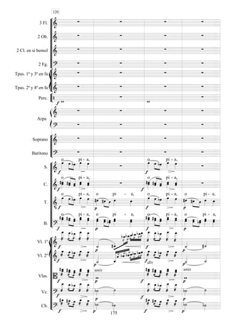 









3 Fl. 
   
2 Ob. 
   
2 Cl. en si bemol 
   
2 Fg. 
   








Tpas. 1ª y 3ª en fa 
   
Tpas. 2ª y 4ª en fa 
   


Perc. 
 





Arpa

   

   






Soprano 
   
Barítono 
   













S. 

o


  
pi -

a,



o


  
pi -

a,

C. 


o


 

pi -
a,




o


 

pi -
a,

T. 
 

o


  
pi -

a,


o



pi

- a,
 

o


  
pi -

a,


o


  
pi -

a,
B. 

o


  
pi -


a,



o


pi

- a,



o


  

pi -

a,



o


  

pi -


a,
















Vl. 1º 


 








 


 






















 






 


 
Vl. 2º 

















 










div













Vlas. 







 







unis









 

 







unis
Vc. 

 




 
 



 






 
 

Cb. 












 








 



120
175
 