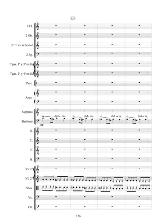 









3 Fl. 
   
2 Ob. 
   
2 Cl. en si bemol 
   
2 Fg. 
   








Tpas. 1ª y 3ª en fa 
   
Tpas. 2ª y 4ª en fa 
   


Perc.     


Arpa

   

   






Soprano 
   
Barítono  

o
 
 
dul-

cis,

o


  
dul-

cis,

o


  
dul -

cis,

o


  
dul -

cis,










S. 
   
C. 
   
T. 

   
B. 
   















Vl. 1º 
   
Vl. 2º  



    



    



    



   



    



    



    



  
Vlas. 




   




    


    



    


   




    



   




   
Vc. 
   
Cb. 
   
125
176
 