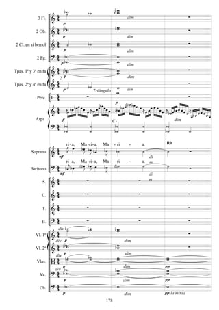 









3 Fl. 



 
 
dim 
2 Ob. 

 

 
2 Cl. en si bemol 
 



dim

2 Fg. 






dim









Tpas. 1ª y 3ª en fa 


  
dim

Tpas. 2ª y 4ª en fa 
 

2
Triángulo


dim



Perc.   

 dim



Arpa

 

 



  


 



  

 



 


  



 
 




 














C 


 



dimdim






Soprano 





ri-a,


Ma


-ri-

a,


Ma

- ri -

a.
di
m
Rit


Barítono 
 



ri-a,


Ma


-ri-

a, Ma

 
- ri -

a.
 










S. 
  
di
m 
C. 
   
T. 

   
B. 
   















Vl. 1º 


div
div

 

Vl. 2º 

 


dim

Vlas. 


div

 

dim


Vc. 

div

  

dim



Cb. 


 
dim
dim


la mitad
178
 