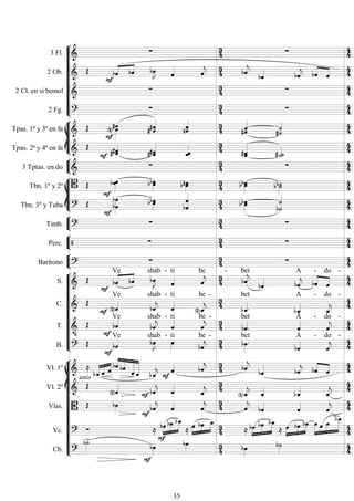 









3 Fl.     
2 Ob.  

 
  
  
  
  
 
 

2 Cl. en si bemol     
2 Fg.     








Tpas. 1ª y 3ª en fa  

 
 

  
 
Tpas. 2ª y 4ª en fa  

 
 
 

 
  


3 Tptas. en do     








Tbn. 1º y 2º  


  
 
  

  
Tbn. 3º y Tuba 





  


 
 

 



Timb. 
 
  



Perc.   
  



Barítono 
 
  











S. 





Ve
 

shab -

ti


be


-


bet
 

A


-

do -


C.  
 
Ve


shab -

ti


be -



bet

A -


do -


T. 



Ve


shab
- ti


be -
 

bet

A -


do -

B.  

Ve


shab -

ti


be -
 

bet

A -


do -
















Vl. 1º  

 
   


 
  
 
 
  

 
 
 

Vl. 2º 
unis



 




 




Vlas.    

 


 
 




Vc.   



  
 


 
  

  
 


  



   


Cb. 




  
 
35
 