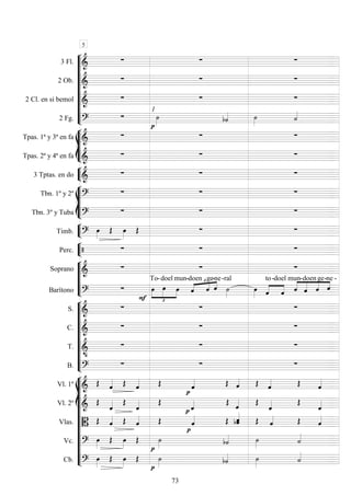 









3 Fl. 
  
2 Ob. 
  
2 Cl. en si bemol 
  
2 Fg. 



1
 









Tpas. 1ª y 3ª en fa 
  
Tpas. 2ª y 4ª en fa 
  


3 Tptas. en do 
  








Tbn. 1º y 2º 
  
Tbn. 3º y Tuba 
  


Timb. 

 
  


Perc.    






Soprano 
  
Barítono 

 




To-

doel
 

  mun

-

doen

ge-ne-ral

to



-doel

mun


 -

doen

ge-

ne -










S. 
  
C. 
  
T. 

  
B. 
  














Vl. 1º 
    

      
Vl. 2º 

 
 
  
 
 

Vlas. 
    

  
   
Vc. 

 


  

Cb. 

 


  

5
73
 