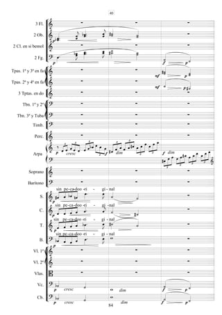 








3 Fl. 
  
2 Ob.  
 
 
 
 
  
2 Cl. en si bemol 

  
2 Fg. 



 
 
  


 







Tpas. 1ª y 3ª en fa 
 


 

Tpas. 2ª y 4ª en fa 
 
 



3 Tptas. en do 
 









Tbn. 1º y 2º 
  
Tbn. 3º y Tuba 
  


Timb. 
  


Perc. 
  


Arpa
 
 
 

cresc




  


 
  


 
 
dim


 
  


 
  



   




 
 dim






   








   




 






Soprano 
  
Barítono 
  











S. 



sin

pe

-ca-

doo


-ri -


gi -

nal
 
C.  




sin

pe-

ca-

doo

-ri -


gi -
nal
 
T. 
  




sin

pe-

ca-

doo


-ri -


gi -

nal
 
B.  




sin

pe-

ca-

doo


-ri -


gi -

nal














Vl. 1º 

  
Vl. 2º 
  
Vlas. 
  
Vc. 

cresc

 dim 

 
Cb. 

cresc
 
dim 

 
40
84
 