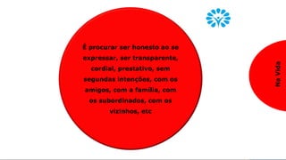 Praticando o SEISO
3º S – SEISO / Limpeza
Na
Empresa
Eliminando a sujeira ou
objetos estranhos para
manter limpo o ambiente,
bem como manter dados e
informações atualizados
para garantir a correta
tomada de decisões.
Em
Casa
Também é eliminar a sujeira
ou objetos estranhos para
manter limpo o ambiente
(parede, armários, o teto,
gaveta, estante, piso), usar
roupas, lençóis limpos e
passados, manter lixeiras,
quintal e banheiro sempre
limpos.
Na
Vida
É procurar ser honesto ao se
expressar, ser transparente,
cordial, prestativo, sem
segundas intenções, com os
amigos, com a família, com
os subordinados, com os
vizinhos, etc
 