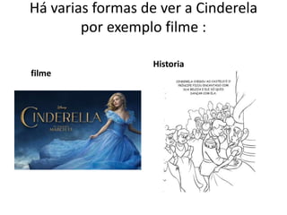 Há varias formas de ver a Cinderela
por exemplo filme :
filme
Historia
 