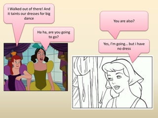 I Walked out of there! And 
it taints our dresses for big 
dance 
You are also? 
Ha ha, are you going 
to go? 
Yes, I’m going… but i have 
no dress 
 