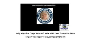 Help a Marine Corps Veteran’s Wife with Liver Transplant Costs
https://helphopelive.org/campaign/14019/
 