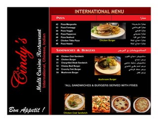 Chicken Burger
Mushroom Burger
Chicken Club Sandwich
 