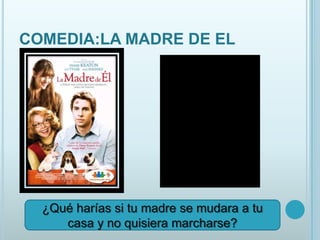 COMEDIA:LA MADRE DE EL




  ¿Qué harías si tu madre se mudara a tu
     casa y no quisiera marcharse?
 