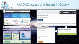 Request DAC
AAI DAC access and htsget in Galaxy
1
Login and stream data with htsget Galaxy
2
 