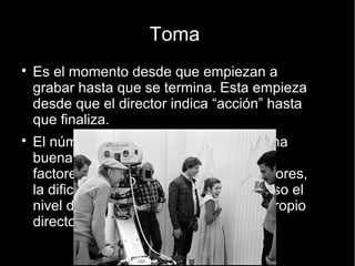 Escena
● Es una unidad de acción, delimitada por el espacio y el
tiempo. Así, cuando cambien de lugar o se produzca una
alteración en el tiempo (un flashback o flashforward), el
lenguaje audiovisual nos estará indicando un diferente
punto narrativo y, por tanto, el cambio de escena.
 