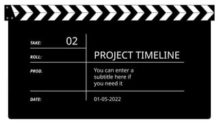 PROJECT TIMELINE
02
You can enter a
subtitle here if
you need it
ROLL:
TAKE:
DATE:
PROD.
01-05-2022
 