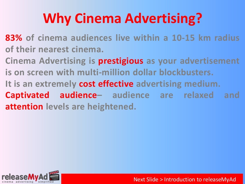 Get Best Cinema Advertising via releaseMyAd