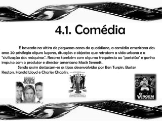 3. HollywoodItália e França tinham o cinema mais popular e poderoso do mundo, mas com a Primeira Guerra Mundial, a indústria europeia do cinema foi arrasada. Os E.U.A começaram a destacar-se no mundo do cinema fazendo e importando diversos filmes. Thomas Edison tentou tomar o controle dos direitos sobre a exploração do cinematógrafo. Alguns produtores independentes emigraram de Nova York  à costa oeste em pequeno povoado chamado Hollywoodland, graças a Griffith, que já o sugeria. Lá encontraram condições ideais para filmar: dias ensolarados quase todo ano, diferentes paisagens que puderam servir como locações e quase todos as etnias como, negros, brancos, latinos, indianos, índios orientais e etc... 	Um "banquete" de ajuda. Assim nasceu a chamada "Meca do Cinema", e Hollywood  transformou-se no mais importante centro da industria cinematográfica do planeta.Nesta época foram fundados os mais importantes estúdios de cinema (Fox , Universal, Paramount) controlados por judeus (Daryl Zanuck, Samuel Bronston, Samuel Goldwyn, etc.) que viam o cinema como um negócio.