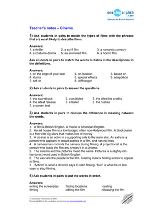 Cinema Note.pdf Cinema and films vocab. | PDF