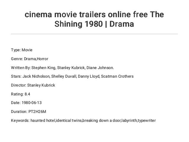Cinema Movie Trailers Online Free The Shining 1980 Drama
