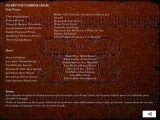 OS BRUTOS TAMBÉM AMAM
Ficha Técnica
                                             Roteiro: A.B. Guthrie Jr., baseado em estória de Jack
Título Original: Shane                       Schaefer
Gênero: Faroeste                             Produção: George Stevens
Tempo de Duração: 118 minutos                Música: Victor Young
Ano de Lançamento (EUA): 1953                Fotografia: Loyal Griggs
                                             Direção de Arte: Hal Pereira e Walter H. Tyler
Estúdio: Paramount Pictures
                                             Figurino: Edith Head
Distribuição: Paramount Pictures             Edição: William Hornbeck e Tom McAdoo
Direção: George Stevens


Elenco

                                                       Emile Meyer (Rufus Ryker)
Alan Ladd (Shane)
                                                      Elisha Cook Jr. (Frank Torrey)
Jean Arthur (Marian Starrett)                        Douglas Spencer (Axel Shipstead)
Van Heflin (Joe Starrett)                             John Dierkes (Morgan Ryker)
Brandon De Wilde (Joey Starrett)                         Ellen Corby (Sra. Torrey)
Jack Palance (Jack Wilson)                             Paul McVey (Sam Grafton)
                                                            John Miller (Atkey)
Ben Johnson (Chris Calloway)
                                                      Edith Evanson (Sra. Shipstead)
Edgar Buchanan (Fred Lewis)



Sinopse
Após afugentar um grupo de desordeiros pagos para desocupar terras de uma cidade, um forasteiro solitário passa a ser idolatrado pelos
fazendeiros da região.
O filho de humildes rancheiros passa a idolatrar esse gentil mas muito hábil pistoleiro (Alan Ladd), que defende a propriedade dos seus pais
de um grupo de capangas a serviço de um barão do gado.
 