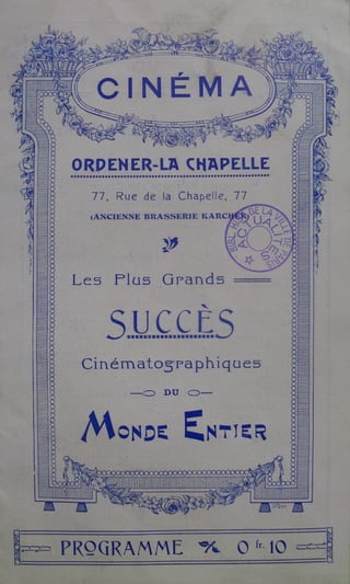[Cinema] ordener   la chapelle - programme - 1914