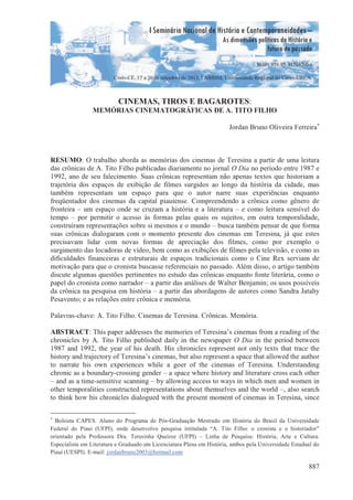     ¡
I Seminário Nacional de História e Contemporaneidades –
As dimensões políticas da História e
futuro do passado
¢ £ ¤...