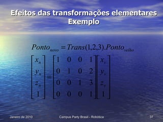 Efeitos das transformações elementares Exemplo 