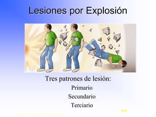 Tres patrones de lesión:
Primario
Secundario
Terciario
Lesiones por Explosión
Copyright © 2003, Elsevier Science (USA). All rights reserved.
2-45
 