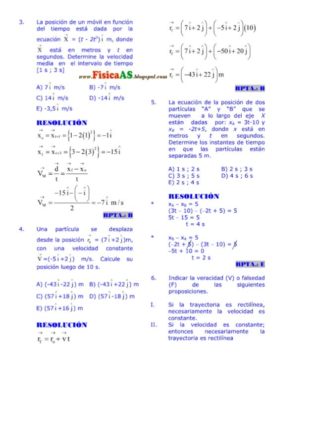 Cinematica ejercicios resueltos Cinematica ejercicios resueltos