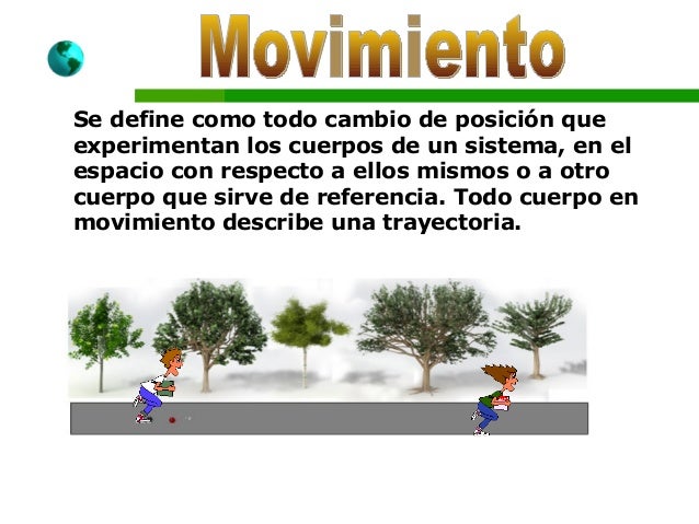 Se define como todo cambio de posición que
experimentan los cuerpos de un sistema, en el
espacio con respecto a ellos mism...