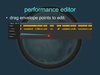 performance editor
• drag envelope points to edit:
 