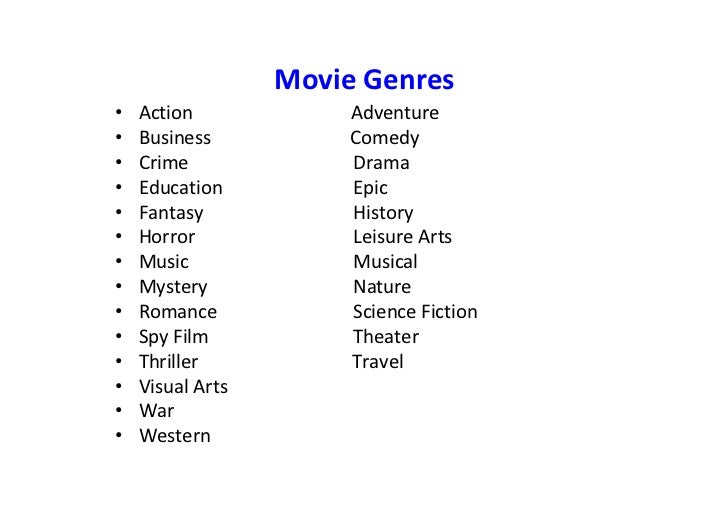 Resultado de imagen de film genres vocabulary