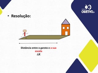 • Resolução:
Distância entre o garoto e a sua
escola
X
 