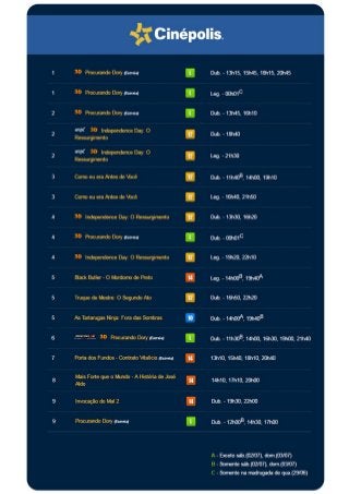 Cinépolis Programação 30/06 a 06/07/2016