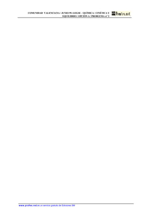 COMUNIDAD VALENCIANA / JUNIO 99. LOGSE / QUÍMICA / CINÉTICA Y
EQUILIBRIO / OPCIÓN A / PROBLEMA nº 2
www.profes.net es un servicio gratuito de Ediciones SM
 
