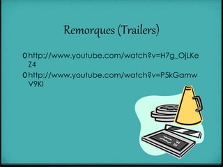 Remorques (Trailers)
0 http://www.youtube.com/watch?v=H7g_OjLKe
Z4
0 http://www.youtube.com/watch?v=P5kGamw
V9KI
 