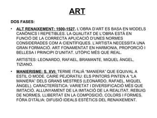 Art Renaixement. Cinquecento | PPT