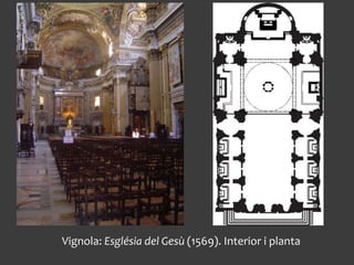 Vignola: Església del Gesù (1569). Interior i planta
 