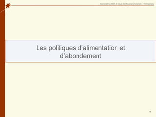 Les politiques d’alimentation et d’abondement 