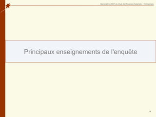 Principaux enseignements de l'enquête 