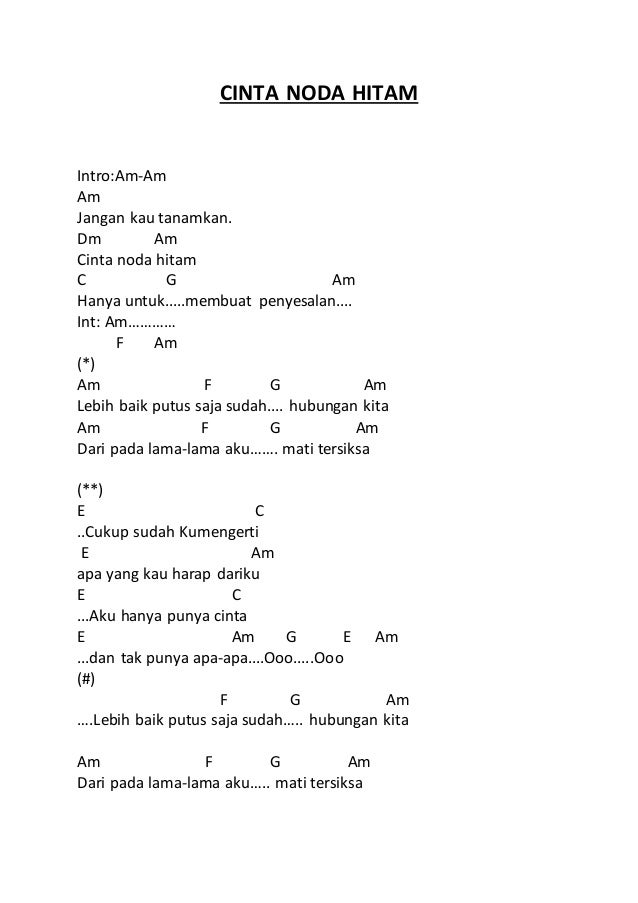 Kunci Gitar Lagu Kopi Hitam