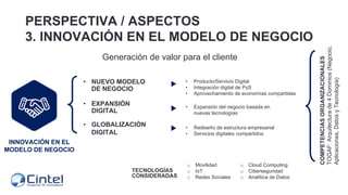 • Producto/Servicio Digital
• Integración digital de PyS
• Aprovechamiento de economías compartidas
• Expansión del negoci...