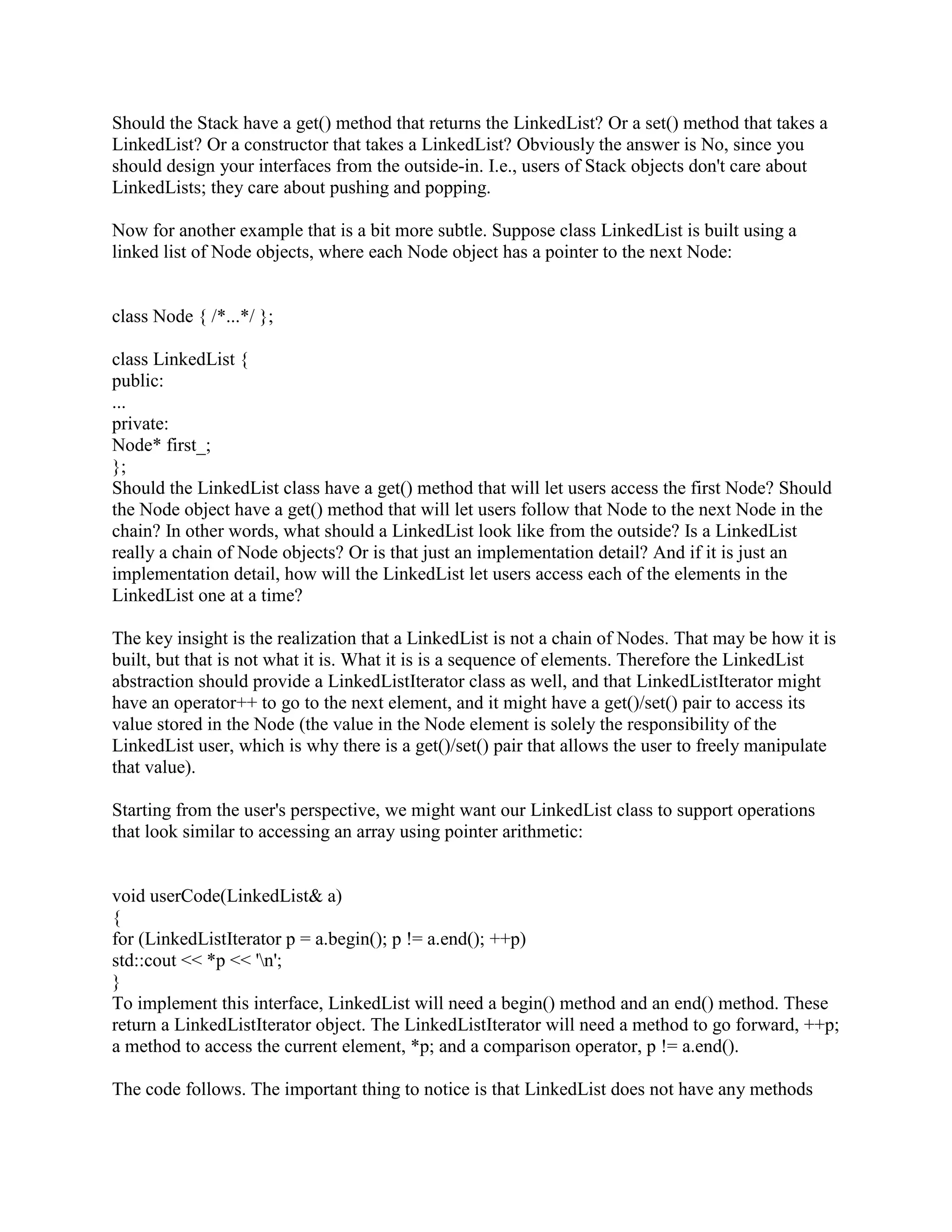 The derived-class object is then usable 
When the object is destroyed (goes out of scope or is deleted) the derived class's destructor is 
called on the object first 
Then the base class's destructor is called on the object 
Finally the allocated space for the full object is reclaimed 
Q: How do I create a subscript operator for a Matrix class? 
A: Use operator() rather than operator[]. 
When you have multiple subscripts, the cleanest way to do it is with operator() rather than with 
operator[]. The reason is that operator[] always takes exactly one parameter, but operator() can 
take any number of parameters (in the case of a rectangular matrix, two parameters are needed). 
For example: 
class Matrix { 
public: 
Matrix(unsigned rows, unsigned cols); 
double operator() (unsigned row, unsigned col); subscript operators often come in pairs 
double operator() (unsigned row, unsigned col) const; subscript operators often come in pairs 
... 
~Matrix(); // Destructor 
Matrix(const Matrix m); // Copy constructor 
Matrix operator= (const Matrix m); // Assignment operator 
... 
private: 
unsigned rows_, cols_; 
double* data_; 
}; 
inline 
Matrix::Matrix(unsigned rows, unsigned cols) 
: rows_ (rows) 
, cols_ (cols) 
//data_ --initialized below (after the 'if/throw' statement) 
{ 
if (rows == 0 || cols == 0) 
throw BadIndex(Matrix constructor has 0 size); 
data_ = new double[rows * cols]; 
} 
 