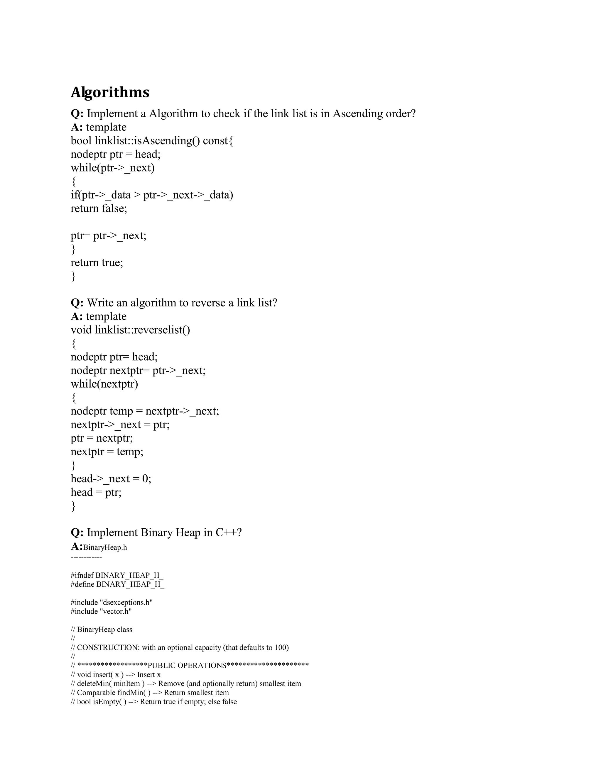 guideline; the rest are just special cases. 
If you define arithmetic operators, maintain the usual arithmetic identities. For example, if your 
class defines x + y and x - y, then x + y - y ought to return an object that is behaviorally 
equivalent to x. The term behaviorally equivalent is defined in the bullet on x == y below, but 
simply put, it means the two objects should ideally act like they have the same state. This should 
be true even if you decide not to define an == operator for objects of your class. 
You should provide arithmetic operators only when they make logical sense to users. Subtracting 
two dates makes sense, logically returning the duration between those dates, so you might want 
to allow date1 - date2 for objects of your Date class (provided you have a reasonable class/type 
to represent the duration between two Date objects). However adding two dates makes no sense: 
what does it mean to add July 4, 1776 to June 5, 1959? Similarly it makes no sense to multiply or 
divide dates, so you should not define any of those operators. 
You should provide mixed-mode arithmetic operators only when they make logical sense to 
users. For example, it makes sense to add a duration (say 35 days) to a date (say July 4, 1776), so 
you might define date + duration to return a Date. Similarly date - duration could also return a 
Date. But duration - date does not make sense at the conceptual level (what does it mean to 
subtract July 4, 1776 from 35 days?) so you should not define that operator. 
If you provide constructive operators, they should return their result by value. For example, x + y 
should return its result by value. If it returns by reference, you will probably run into lots of 
problems figuring out who owns the referent and when the referent will get destructed. Doesn't 
matter if returning by reference is more efficient; it is probably wrong. See the next bullet for 
more on this point. 
If you provide constructive operators, they should not change their operands. For example, x + y 
should not change x. For some crazy reason, programmers often define x + y to be logically the 
same as x += y because the latter is faster. But remember, your users expect x + y to make a 
copy. In fact they selected the + operator (over, say, the += operator) precisely because they 
wanted a copy. If they wanted to modify x, they would have used whatever is equivalent to x += 
y instead. Don't make semantic decisions for your users; it's their decision, not yours, whether 
they want the semantics of x + y vs. x += y. Tell them that one is faster if you want, but then step 
back and let them make the final decision they know what they're trying to achieve and you do 
not. 
If you provide constructive operators, they should allow promotion of the left-hand operand. For 
example, if your class Fraction supports promotion from int to Fraction (via the non-explicit ctor 
Fraction::Fraction(int)), and if you allow x - y for two Fraction objects, you should also allow 42 
- y. In practice that simply means that your operator-() should not be a member function of 
Fraction. Typically you will make it a friend, if for no other reason than to force it into the 
public: part of the class, but even if it is not a friend, it should not be a member. 
In general, your operator should change its operand(s) if and only if the operands get changed 
when you apply the same operator to intrinsic types. x == y and x  y should not change either 
operand; x *= y and x = y should (but only the left-hand operand). 
If you define x++ and ++x, maintain the usual identities. For example, x++ and ++x should have 
should have the same observable effect on x, and should differ only in what they return. ++x 
should return x by reference; x++ should either return a copy (by value) of the original state of x 
or should have a void return-type. You're usually better off returning a copy of the original state 
of x by value, especially if your class will be used in generic algorithms. The easy way to do that 
is to implement x++ using three lines: make a local copy of *this, call ++x (i.e., this- 
 