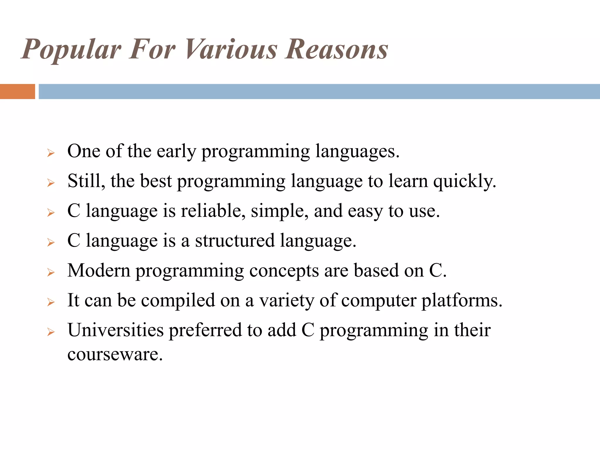 Introduction to C Programming Language | PPT
