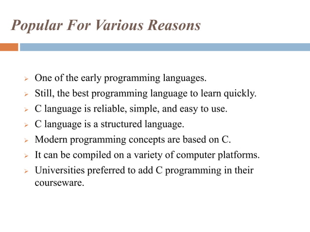 Introduction to C Programming Language | PPT